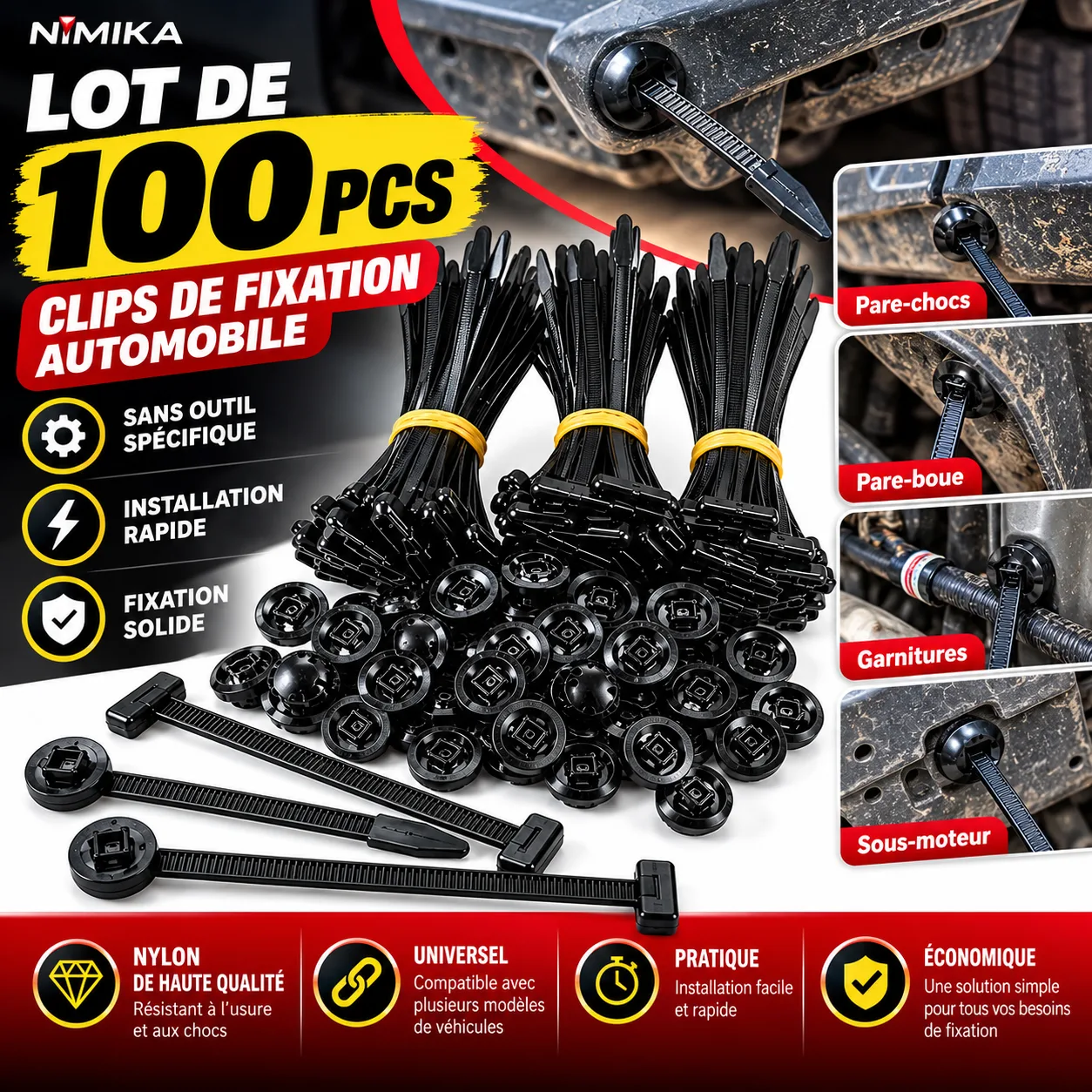 Clips de Fixation Universels Installation Facile